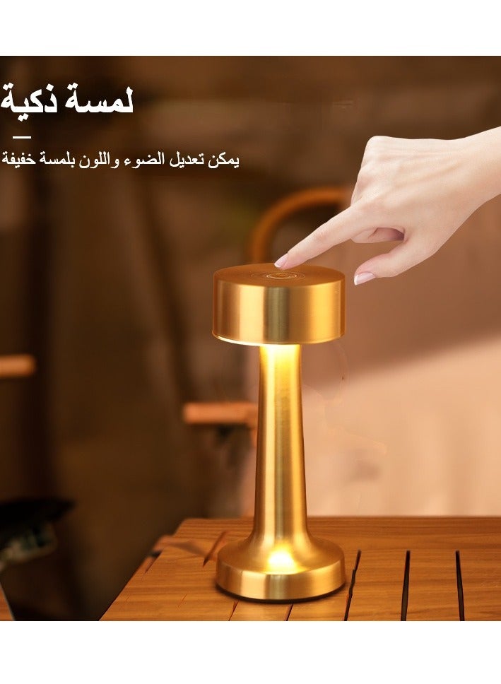 مصباح طاولة ريترو إل إي دي معدني يعمل باللمس للديكور المعدني للبار والمقهى والمطعم والتخييم، مصباح ديكور مكتب، مصباح ليلي قابل لإعادة الشحن، ديكور غرفة النوم - Image 3