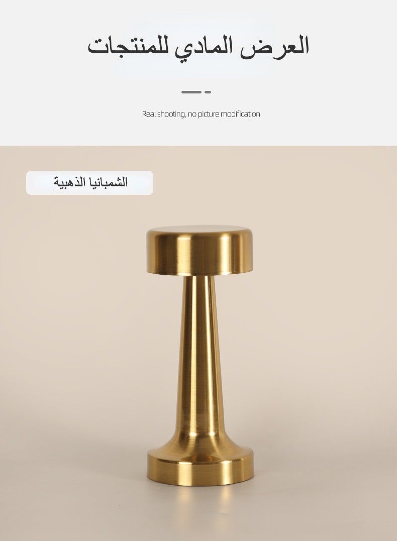 مصباح طاولة ريترو إل إي دي معدني يعمل باللمس للديكور المعدني للبار والمقهى والمطعم والتخييم، مصباح ديكور مكتب، مصباح ليلي قابل لإعادة الشحن، ديكور غرفة النوم - Image 4