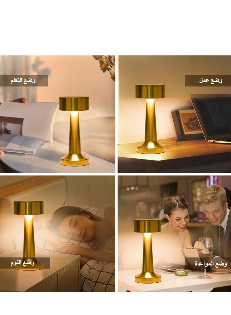 مصباح طاولة ريترو إل إي دي معدني يعمل باللمس للديكور المعدني للبار والمقهى والمطعم والتخييم، مصباح ديكور مكتب، مصباح ليلي قابل لإعادة الشحن، ديكور غرفة النوم - Image 2