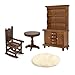 iLAND Miniature Dollhouse Furniture on 1 12 Scale Dollhouse Chair Table Bookshelf Rug Classic 4pcs - Image 2