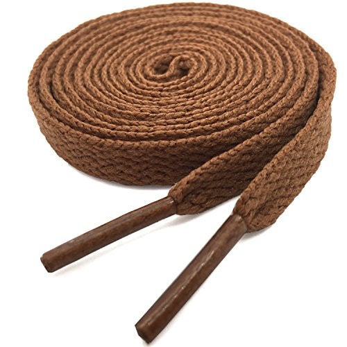 YFINE 47.24" Inch Multiple Solid Colors Flat Shoe Laces Shoelaces for Shoes(2 Pair) Khaki - Image 1
