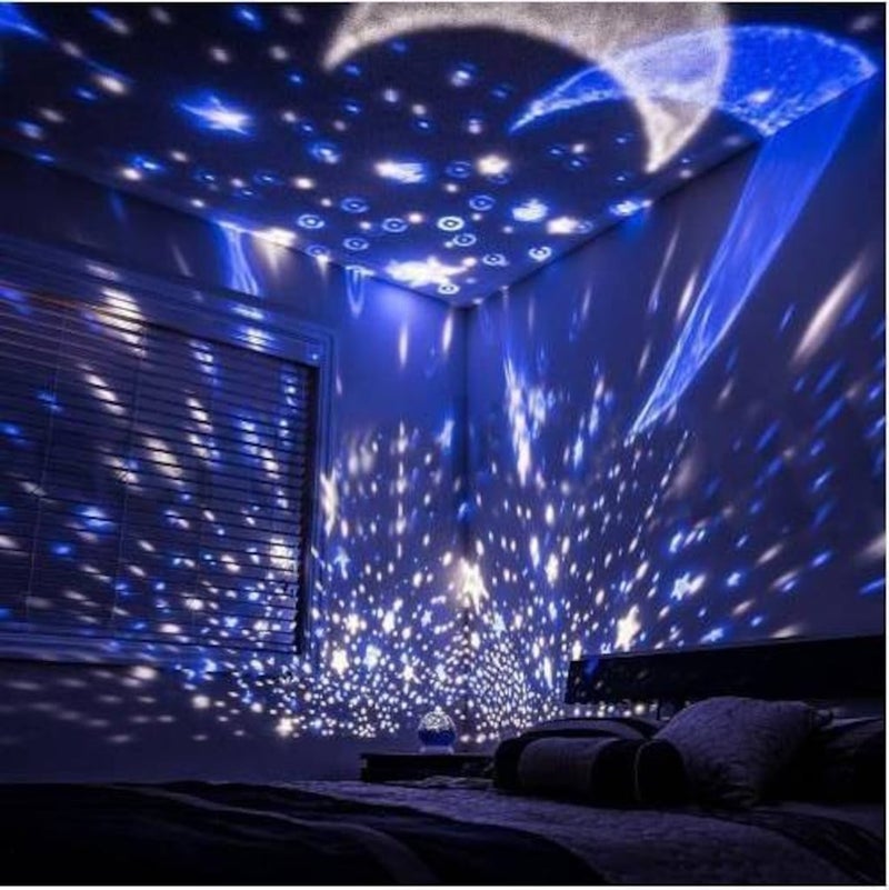 Hediye Filesi LED Projection Night Light Rotating Moon Star LED Blue  - Image 2