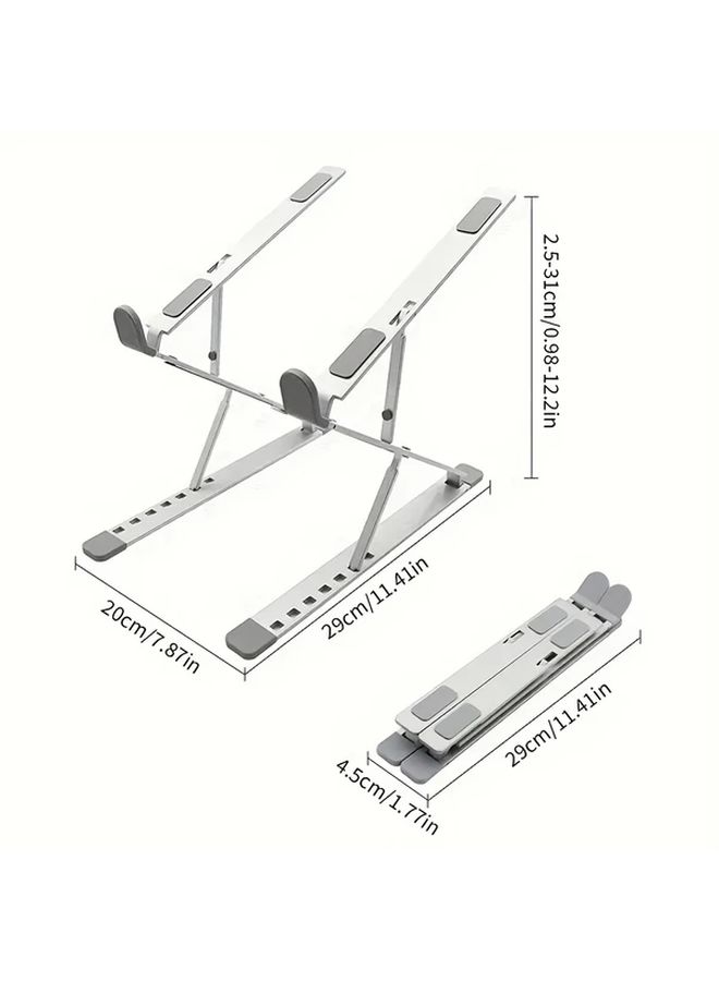Aluminum Foldable Laptop Stand Silver Multi Level Adjustable Portable Notebook Holder - Image 2