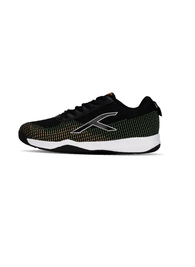 HUNDRED Blade Lite Badminton Shoes (Non Marking) | Also Perfect For Squash, Table Tennis, Volleyball, Basketball & Indoor Sports | Lightweight & Durable (Black/Orange/White,8 Uk)