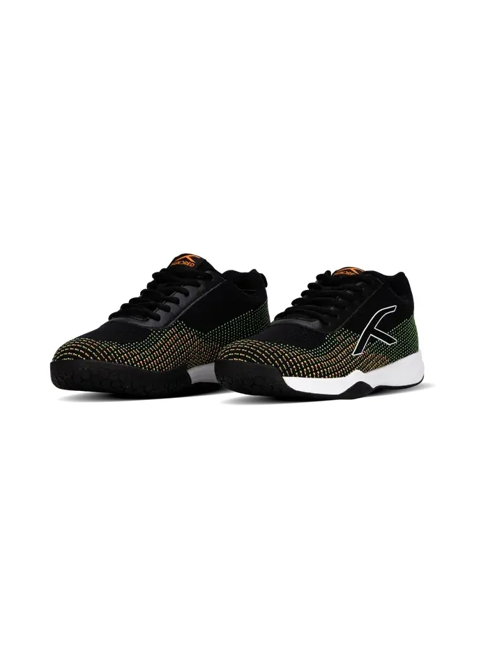 HUNDRED Blade Lite Badminton Shoes (Non Marking) | Also Perfect For Squash, Table Tennis, Volleyball, Basketball & Indoor Sports | Lightweight & Durable (Black/Orange/White,8 Uk)