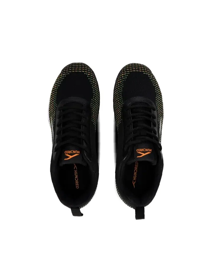 HUNDRED Blade Lite Badminton Shoes (Non Marking) | Also Perfect For Squash, Table Tennis, Volleyball, Basketball & Indoor Sports | Lightweight & Durable (Black/Orange/White,8 Uk)