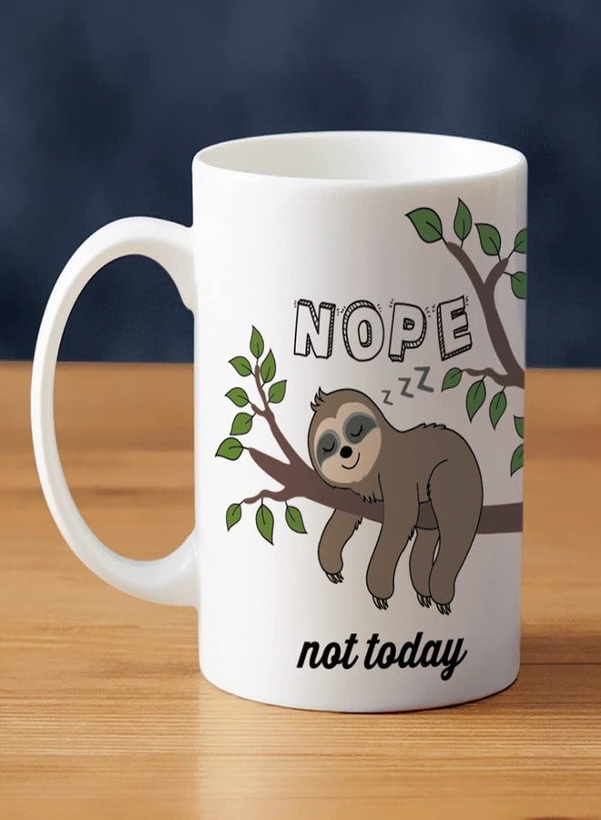 LOZACHE Cute Sloth Gifts Nope Not Today Funny Coffee Mug Have A Nice Day Ceramic Tea Cup 11oz, Kawaii Birthday Present for Men Women Wife Husband Daughter Friends Coworker - Image 1