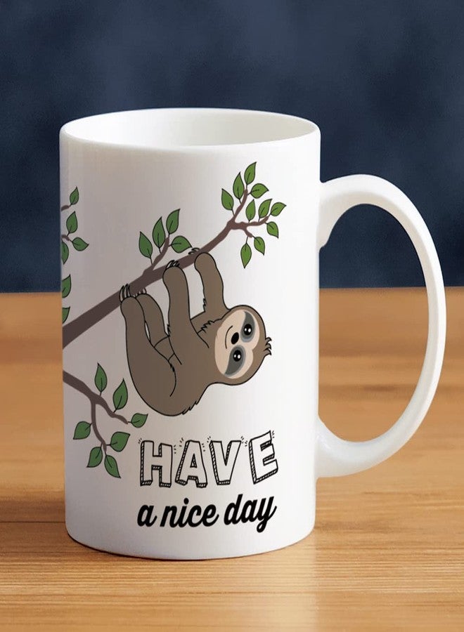 LOZACHE Cute Sloth Gifts Nope Not Today Funny Coffee Mug Have A Nice Day Ceramic Tea Cup 11oz, Kawaii Birthday Present for Men Women Wife Husband Daughter Friends Coworker - Image 2