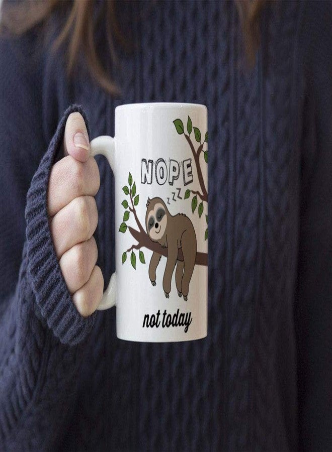 LOZACHE Cute Sloth Gifts Nope Not Today Funny Coffee Mug Have A Nice Day Ceramic Tea Cup 11oz, Kawaii Birthday Present for Men Women Wife Husband Daughter Friends Coworker - Image 4