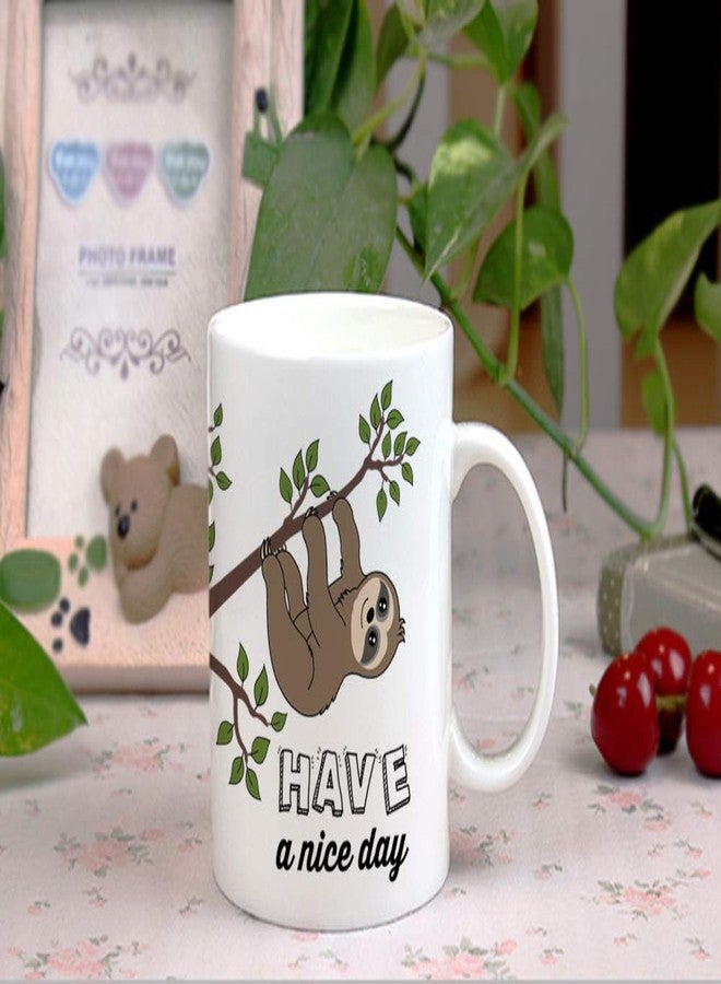 LOZACHE Cute Sloth Gifts Nope Not Today Funny Coffee Mug Have A Nice Day Ceramic Tea Cup 11oz, Kawaii Birthday Present for Men Women Wife Husband Daughter Friends Coworker - Image 5