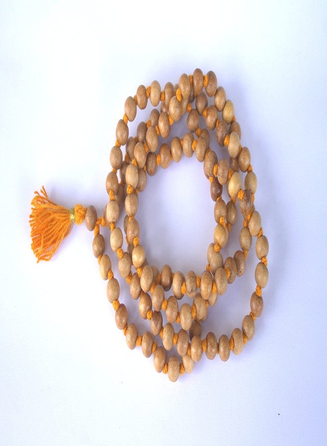 GRI9 8MM Tulsi mala Beads Necklace Holy Basil 108 + 1 Beads Ram Japa Prayer Mala Energized 108 Hindu Tibetan Buddhist Rosary for Chanting Mantra (Orange Tessel) - Image 5