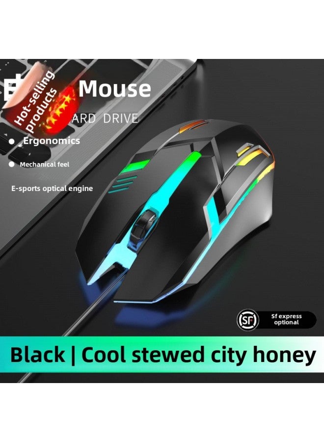 For Dell Mechanical Wired Mouse E-sports Game Desktop Computer Internet Cafe Special Mute Silent Notebook-Colour:Upgraded Model-black★Side Wing Streamer  Comes With Mouse Pad  - Image 3