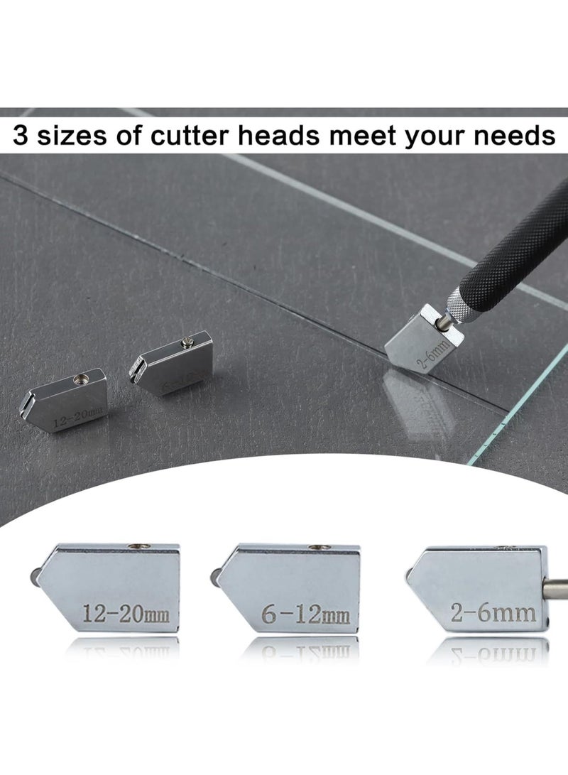 GGOOT 7 Pcs Glass Cutter Tool Set Includes Adjustable Circular Glass Cutter 2-20 mm Oil Feed Carbide Tip with 3 Bonus Blades Screwdriver Ruler Oil Dropper for Stained Glass Mosaic Tiles Mirrors  - Image 2