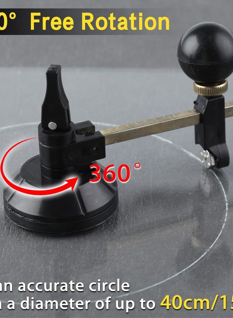 GGOOT 7 Pcs Glass Cutter Tool Set Includes Adjustable Circular Glass Cutter 2-20 mm Oil Feed Carbide Tip with 3 Bonus Blades Screwdriver Ruler Oil Dropper for Stained Glass Mosaic Tiles Mirrors  - Image 3