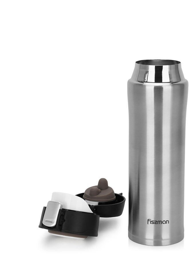 Fissman Double Wall Vacuum Travel Mug 450 ml, Black Color Stainless Steel - Image 2