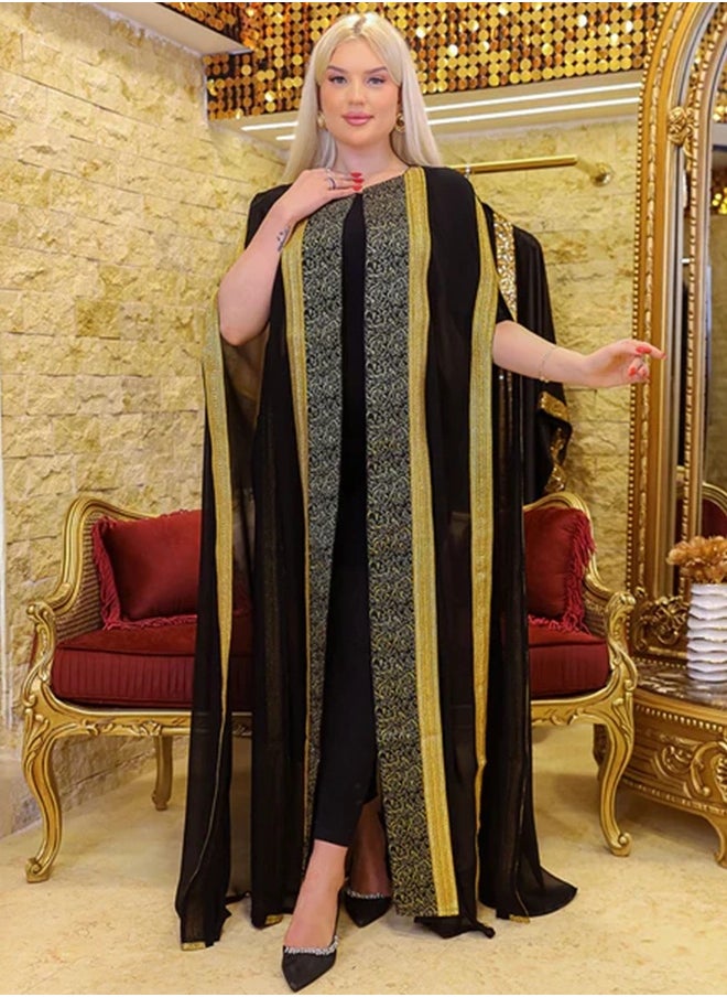 زمرد بيشت شيفون -شريط تطريز  - Image 4