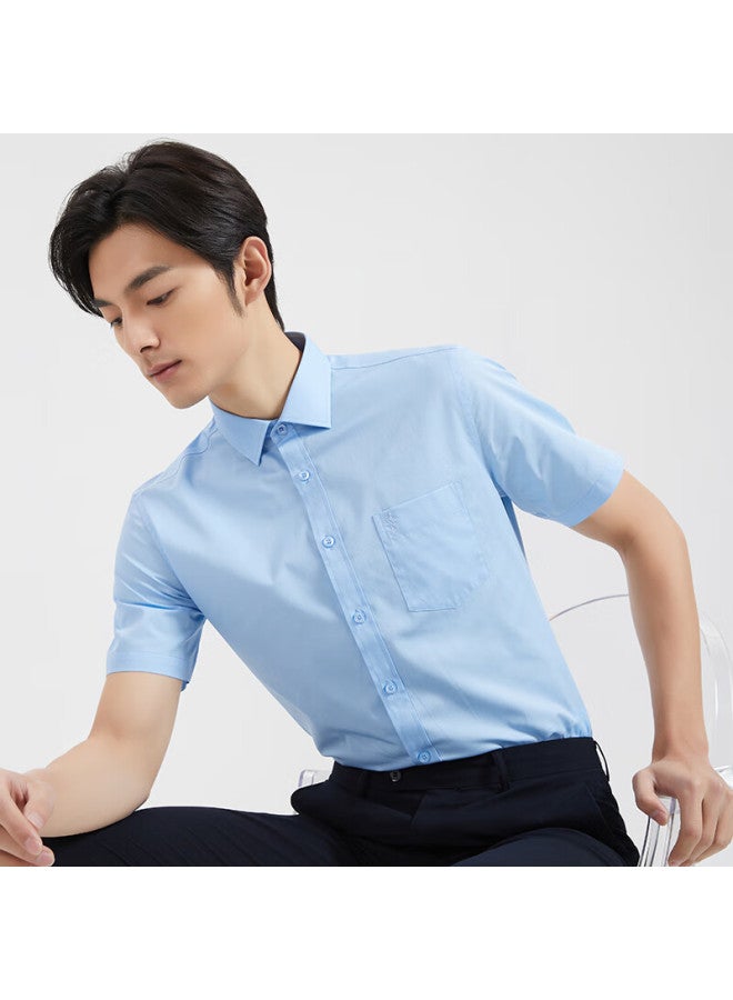 TRIES Caizi Men's Cotton Shirt, Breathable, Spring/summer , Business White Shirt, Short-sleeved Professional Top, Multiple Colors, Formal Wear, Solid Color - Image 2