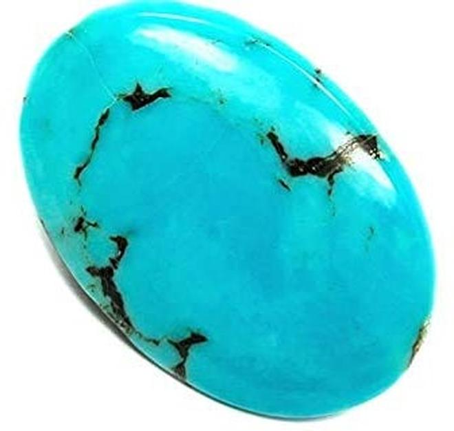 Bague Natural Certified 13.2 Carat Blue Cabochon Cut Turquoise Firoza Gemstone for Men and Women - Image 1