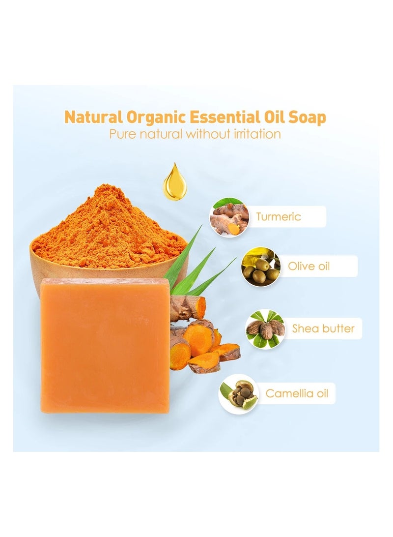LEVGLAKE Turmeric Soap Bar for Acne, Dark Spots, Hyperpigmentation, Smooth Skin,Cleansing Natural Handmade Soap for Face Body 100g x 2 Bars - Image 2