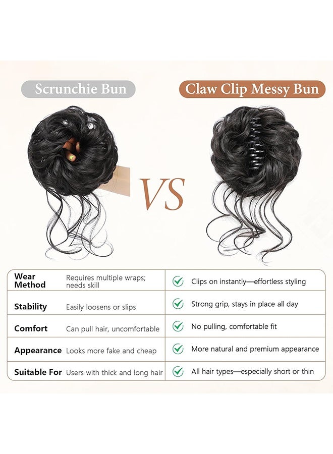 وصلات شعر مجعدة فوضوية على شكل كعكة، كعكة صناعية مموجة مع مخلب مرن عالي، إكسسوارات شعر، شعر مستعار على شكل كعكة دونات للنساء، ربطات شعر مرفوعة، بني غامق - Image 5