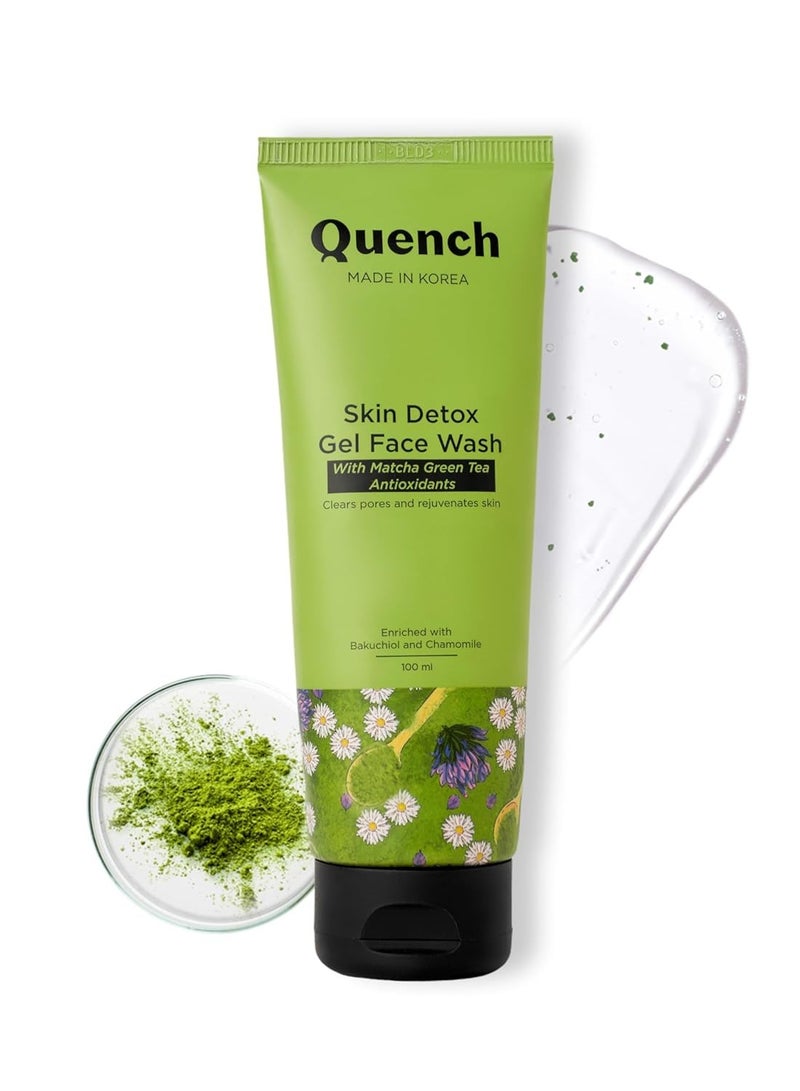 Quench Skin Detox Gel Face Wash with Matcha Green Tea Anti-Oxidants | Korean Face Wash for Oily & Acne-Prone Skin | Made in Korea (100ml) - Image 1