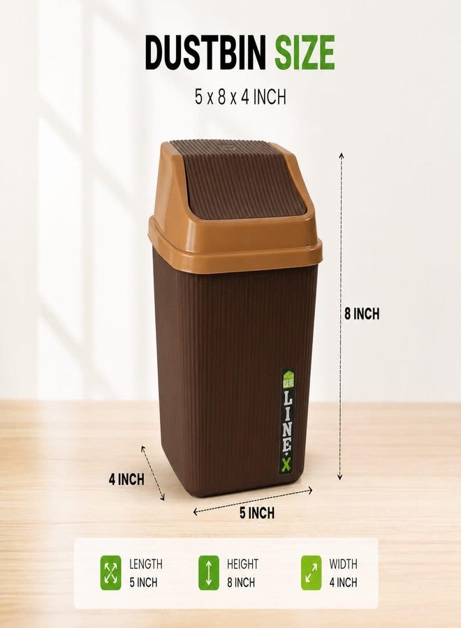 DAIDSUKE® Pack Of 2 Mini Dustbin 2.5L Capacity for Bathroom Kitchen Office Study room Small Garbage Plastic Table Top Trash Bin with Swing Lid (Colour: As per availability) - Image 2