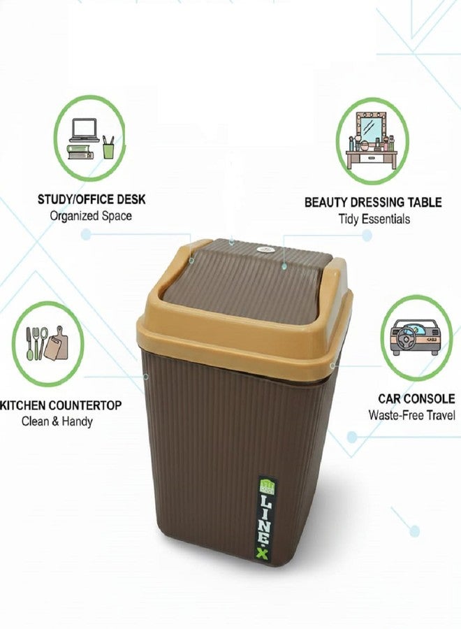 DAIDSUKE® Pack Of 2 Mini Dustbin 2.5L Capacity for Bathroom Kitchen Office Study room Small Garbage Plastic Table Top Trash Bin with Swing Lid (Colour: As per availability) - Image 3