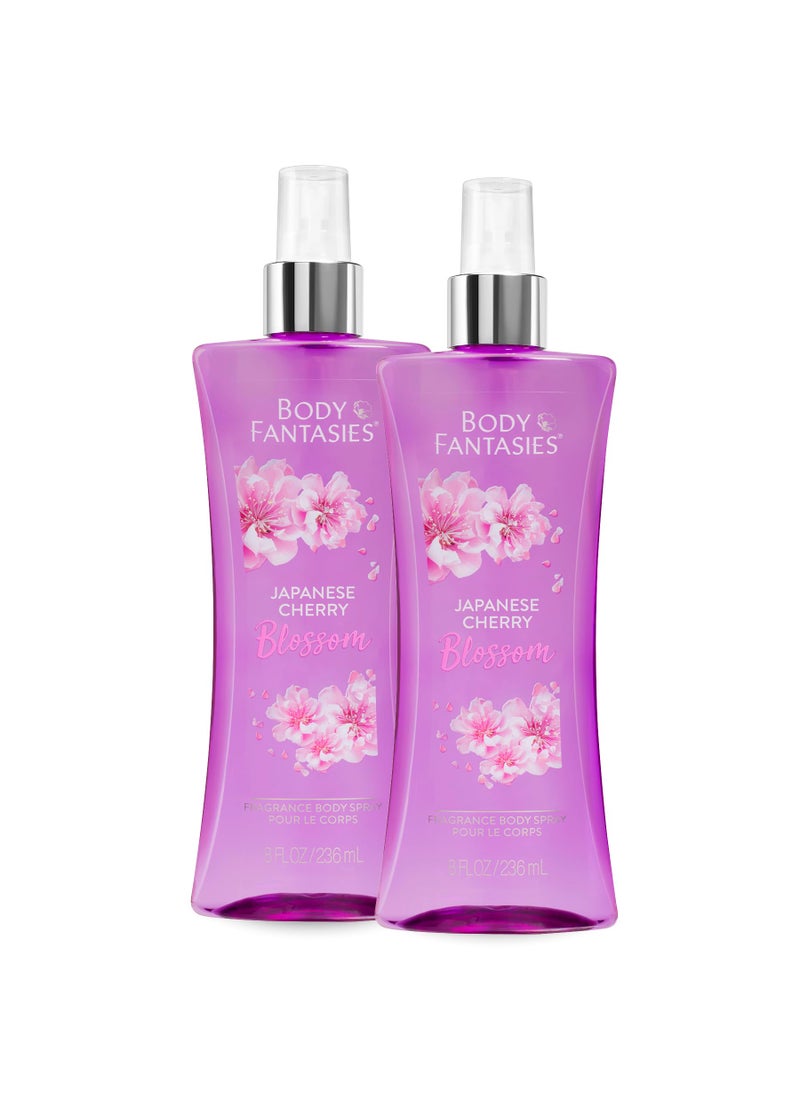 BODY FANTASIES - Body Fantasies Signature Fragrance Body Spray, Japanese Cherry Blossom, 8 fl oz (Pack of 2) - Image 1