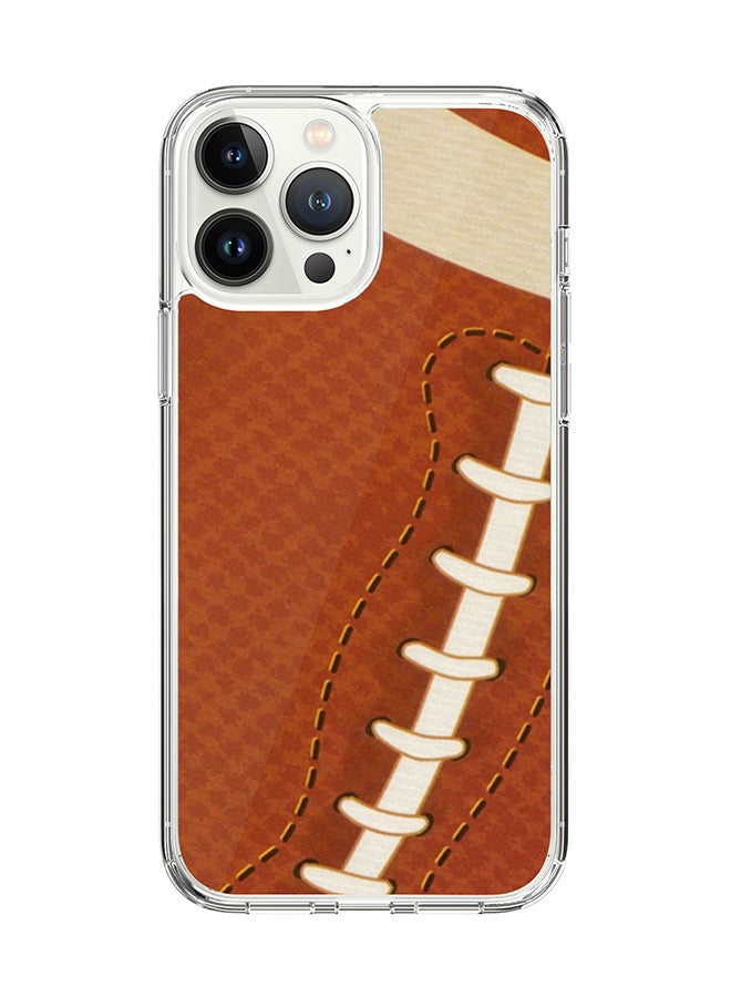 Stylizedd Classic Clear for Apple iPhone 14 Pro Max Case Hybrid Soft Cover Flexible Edges Anti Drop TPU PC Gel Thin Transparent Cover - Rugby Ball Full Print