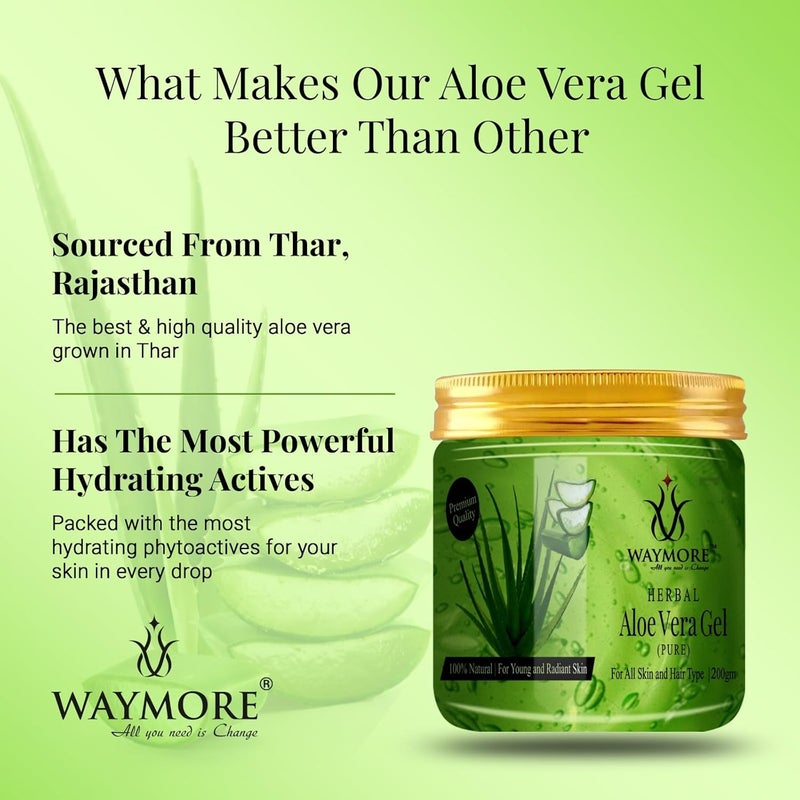 Waymore Aloe Vera Gel 200gm For Young and Radiant Skin All Skin and Hair Types - Image 2