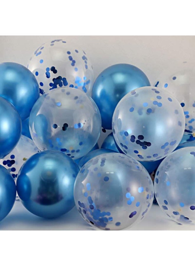 عبوة من ١٠ بالونات لاتكس زرقاء وقصاصات ورقية مقاس ١٢ بوصة مع شريط - بالونات حفلات لأعياد الميلاد وحفلات استقبال المواليد وديكورات المناسبات - Image 2