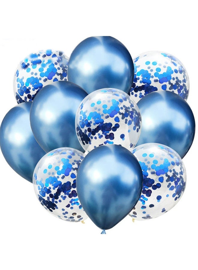 عبوة من ١٠ بالونات لاتكس زرقاء وقصاصات ورقية مقاس ١٢ بوصة مع شريط - بالونات حفلات لأعياد الميلاد وحفلات استقبال المواليد وديكورات المناسبات - Image 1