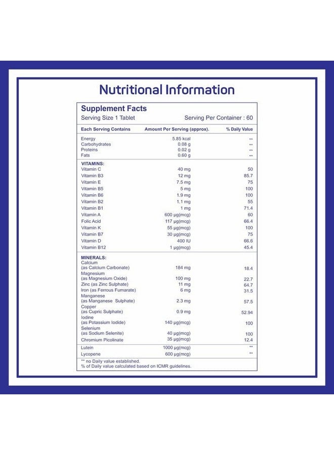 HealthVit هيلث فيت سينفيتان متعدد الفيتامينات للرجال - 60 قرص مع 24 عنصر غذائي | معزز المناعة، الطاقة، التحمل والتعافي | متعدد الفيتامينات للرجال (عبوة من 2)  - Image 2