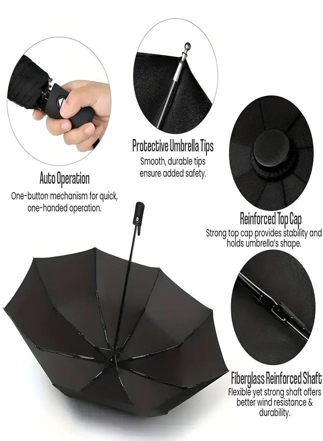 HACER Travel Umbrella Automatic Open 3-Fold UV Protection Wind Resistant Auto Folding and Portable Umbrellas for Rain Sun Men & Women (Pack of 1, Random) - Image 2