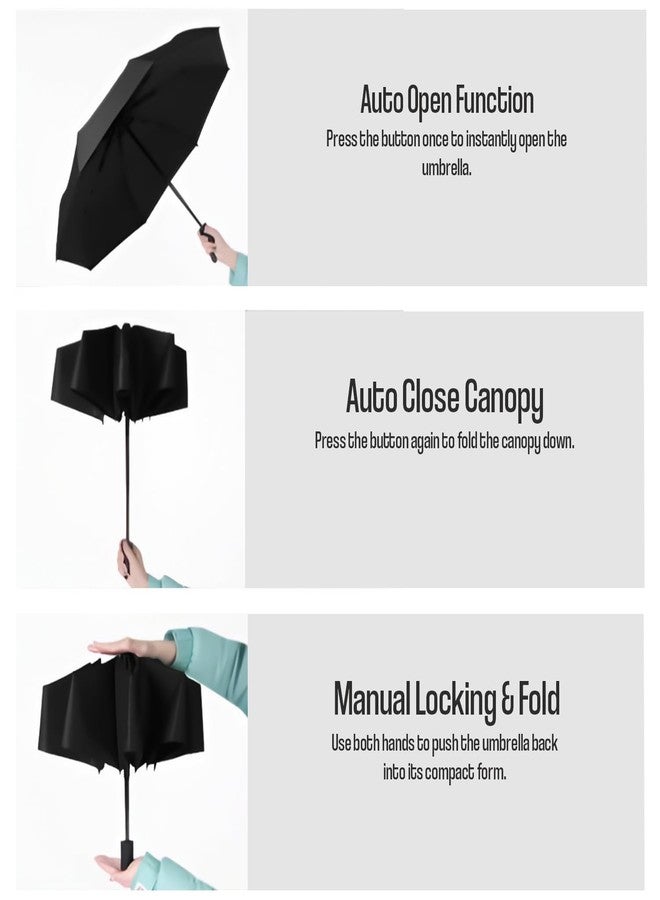 HACER Travel Umbrella Automatic Open 3-Fold UV Protection Wind Resistant Auto Folding and Portable Umbrellas for Rain Sun Men & Women (Pack of 1, Random) - Image 5