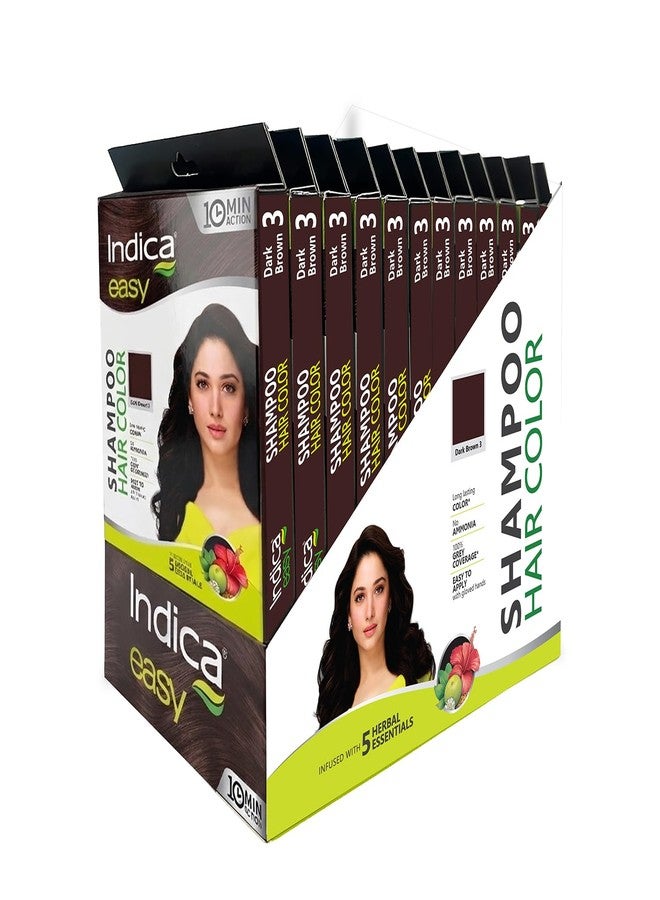 Indica Easy 10 Minutes Hair Color Shampoo |Dark Brown | 5 Herbal Extracts | Ammonia Free | Long Lasting | Grey Coverage | Pack of 12 (25 ml each) - Image 2