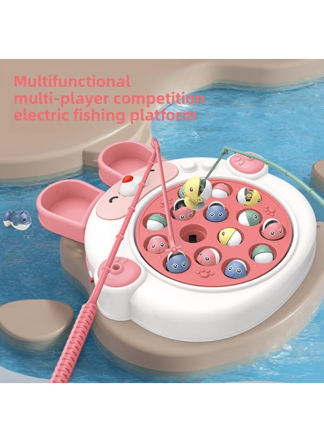 Children's Fun Electric Rotating Magnetic Fishing Toy Educational Early Education Multifunctional Diaoyutai Gift For Boys And Girls-Specifications:Powder Rabbit 【with 2 Fishing Rods +15 Fish】 Electric Fishing Platform 【battery Version-with Ordinary Battery + Screwdriver】 - Image 5