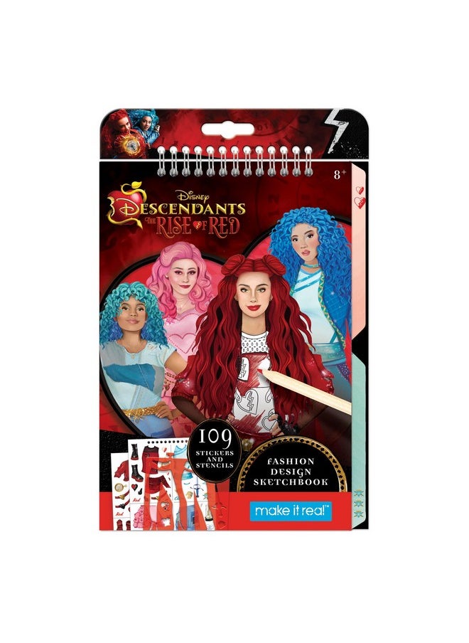 Make It Real Make It Real: Descendants 4 Rise of Red Fashion Design Sketchbook - Includes 109 Stickers & Stencils, Style Models, Disney, Girls & Kids Ages 8+  - Image 1