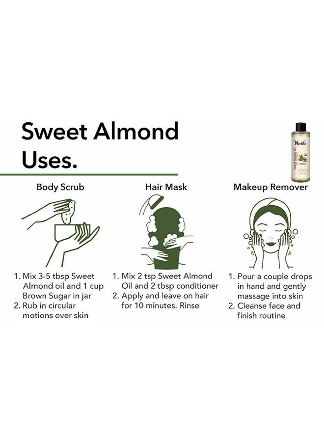 Nualoha Sweet Almond Oil Certified Organic- 100% Pure, Natural Cold Pressed Moisturizer For Hair, Skin & Body -220 Ml - Image 4