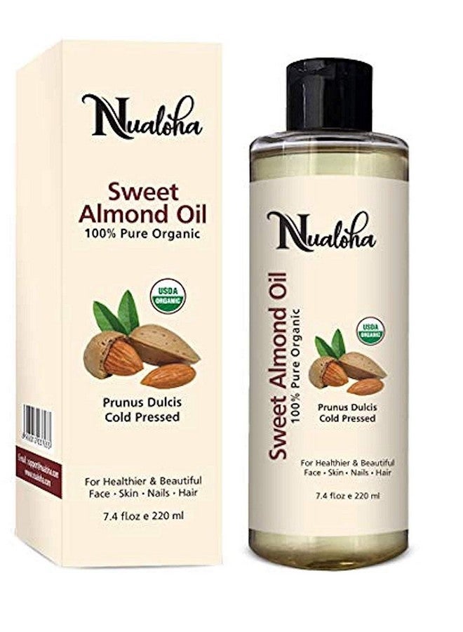 Nualoha Sweet Almond Oil Certified Organic- 100% Pure, Natural Cold Pressed Moisturizer For Hair, Skin & Body -220 Ml - Image 1