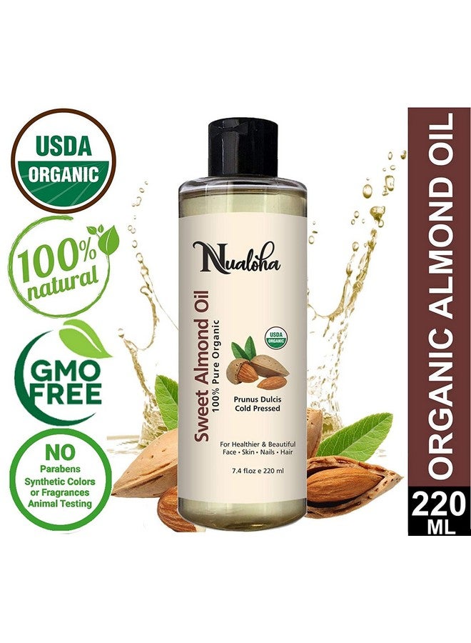 Nualoha Sweet Almond Oil Certified Organic- 100% Pure, Natural Cold Pressed Moisturizer For Hair, Skin & Body -220 Ml - Image 2