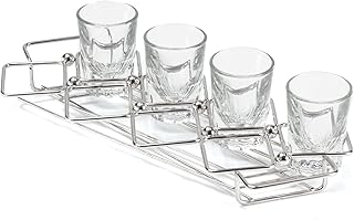 Get 11.75" x 3.25" Stainless Steel Dessert Caddy with 8 Square Holders, Clipper Mill by GET 4-82018 (Qty,1) (Glasses - Image 1