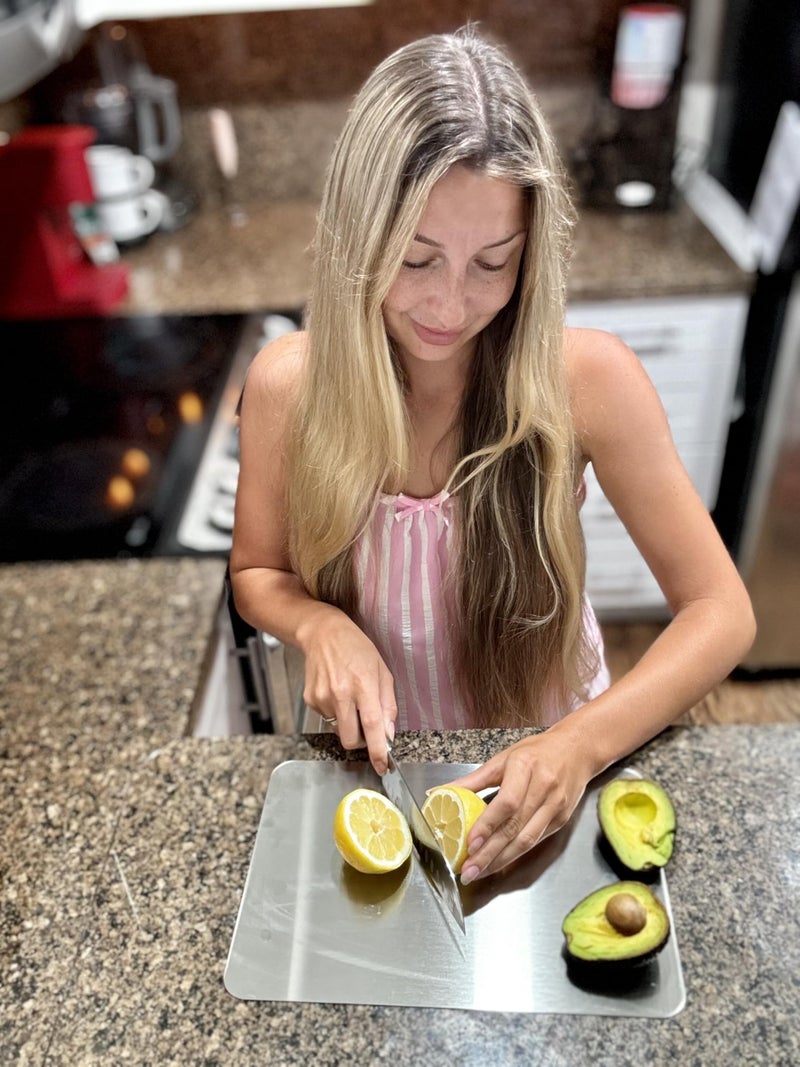 FREEZE2TRIM Titan Carve Titanium Cutting Board, Double-Sided Metal Chopping Board for Kitchen, Dishwasher Safe & Easy to Clean, Titan Carve Lightweight Prep Surface for Meat, Vegetables & Fruit, 13.4 x 9 in - Image 3