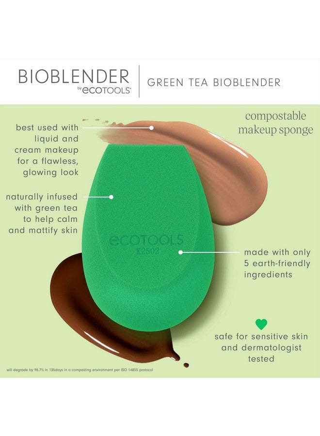 Ecotools Green Tea Bioblender Compostable Makeup Blending Sponge For Foundation & Base Coverage Skincalming Natural Infusion Cruelty Free & Vegan Packaging May Vary 1 Count - Image 4