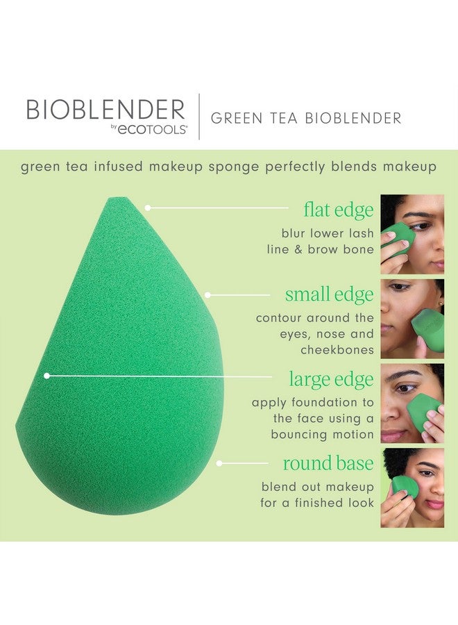 Ecotools Green Tea Bioblender Compostable Makeup Blending Sponge For Foundation & Base Coverage Skincalming Natural Infusion Cruelty Free & Vegan Packaging May Vary 1 Count - Image 5