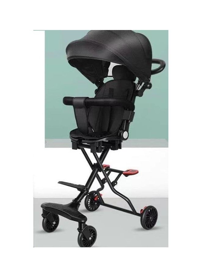 Generic Luxury Foldable Baby Carriage Strollers For Kids With Umbrella Black  - Image 4
