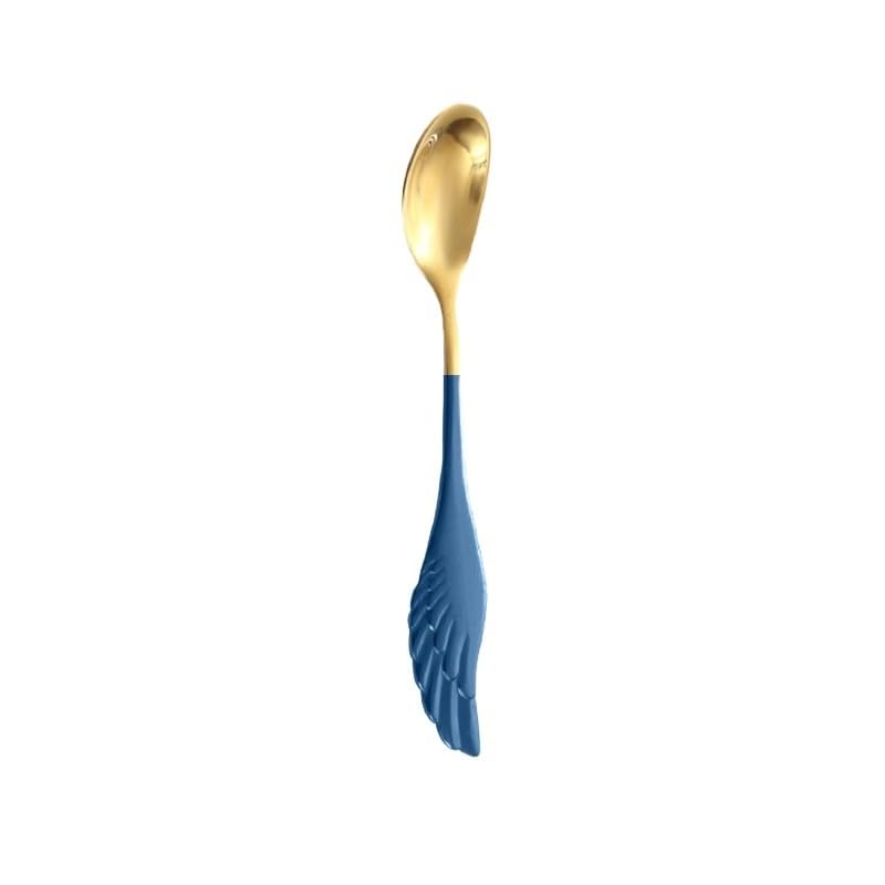 Blue Gold 6 Piece Stainless Steel Wing Handle Flatware Set For Dessert Fruit Stirring - Image 2