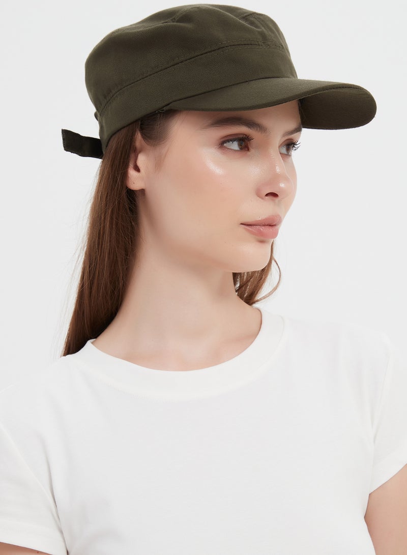 قبعة بيسبول كلاسيكية قابلة للتعديل للجنسين بسطح مسطح من نسيج قطني مطوي قبعة عسكرية 22-23.6 بوصة قبعة كاديت - Image 1