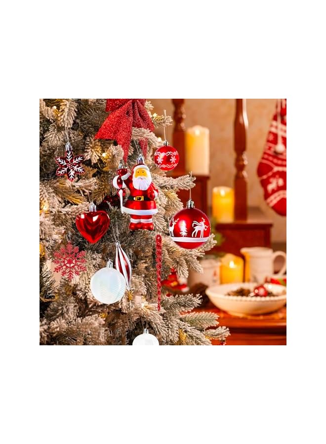 The Bros Christmas Ball Ornaments Set, 88 Pcs Shatterproof Assorted Christmas Balls Tree Hanging Ornaments with Hanging Rope for Christmas Crafts Party Decorations, Includes Santa Claus, Snowflakes,Topper Star - Image 3