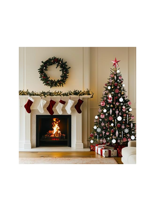 The Bros Christmas Ball Ornaments Set, 88 Pcs Shatterproof Assorted Christmas Balls Tree Hanging Ornaments with Hanging Rope for Christmas Crafts Party Decorations, Includes Santa Claus, Snowflakes,Topper Star - Image 4